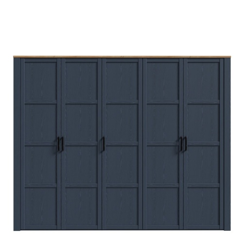 Boho 5 Door Wardrobe Navy - Image 3