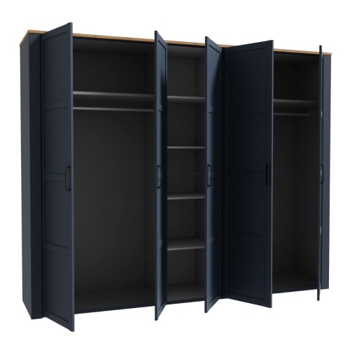 Boho 5 Door Wardrobe Navy - Image 4