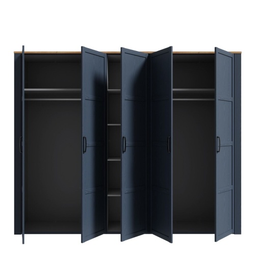 Boho 5 Door Wardrobe Navy - Image 5