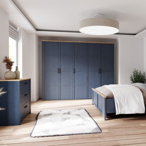 Boho 5 Door Wardrobe Navy - Image 6