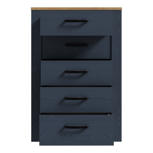 Boho 5 Drawer Narrow Chest Navy - Image 5