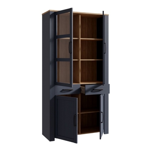 Boho LED Display Cabinet 4 Door Navy - Image 4