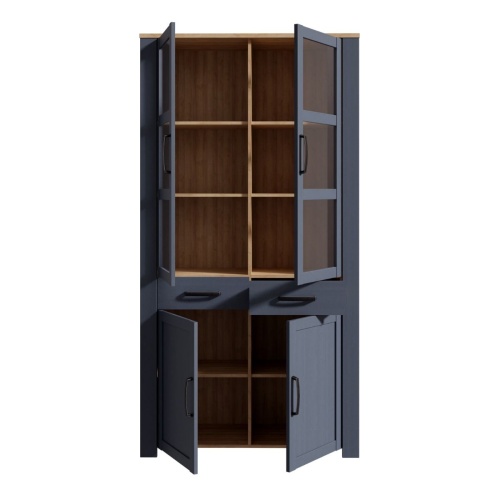 Boho LED Display Cabinet 4 Door Navy - Image 5