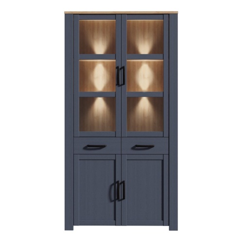 Boho LED Display Cabinet 4 Door Navy - Image 3