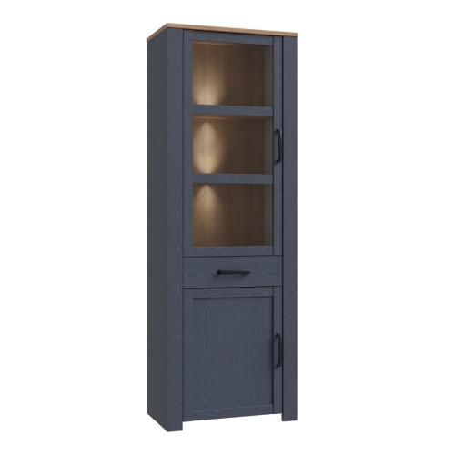 Boho-LED-Narrow-Display-Cabinet-Navy.jpg IW Furniture | Free Delivery