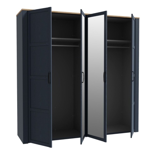 Boho Mirrored Door Wardrobe Navy - Image 4