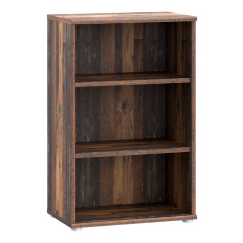 Essential Low Narrow 2 Shelf Bookcase in Vintage Oak - Image 3