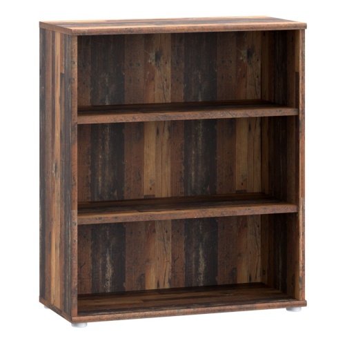 Essential Low Wide 2 Shelf Bookcase in Vintage Oak - Image 4