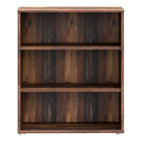 Essential Low Wide 2 Shelf Bookcase in Vintage Oak - Image 3