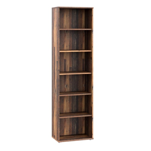 Essential Narrow 5 Shelf Bookcase in Vintage Oak - Image 4