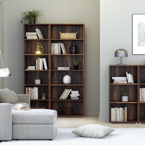 Essential-Narrow-5-Shelf-Bookcase-in-Vintage-Oak2.jpg IW Furniture | Free Delivery