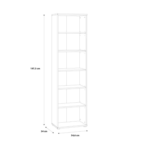 Essential Narrow 5 Shelf Bookcase in Vintage Oak - Image 5